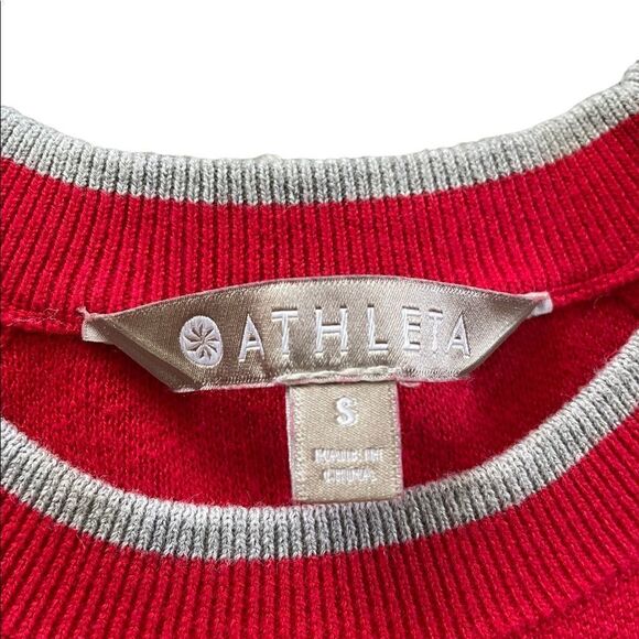ATHLETA Cotton Tipped Red Crewneck Sweater Size Small - Picture 2 of 6